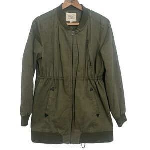 Thread & Supply green lightweight cinch waist cargo utility zip jacket Large.